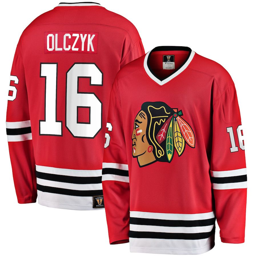 Men Chicago Blackhawks 16 Eddie Olczyk Fanatics Branded Red Premier Breakaway Retired Player NHL Jersey